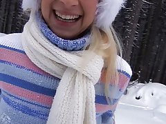 busty teen yvonne toy pussy in snow
