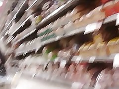 supermarket worker upskirt in tights (panty hose)