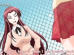 big titted anime girl rubbing her dripping cunt