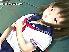 anime cutie in school uniform masturbating pussy
