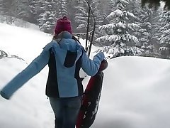 sexy teen masturbating outdoors in the winter